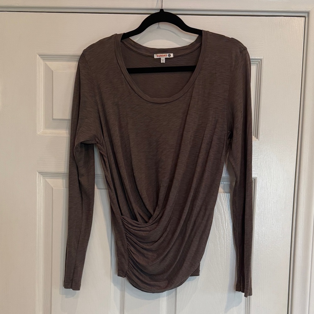 Sundry Dark Brown Draped Blouse